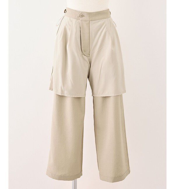 Rope&rsquo;Picnic「【cahoさんコラボ】低身長・小柄さんサイズ エアリーリネンライク タックワイドパンツ」|チノ|
