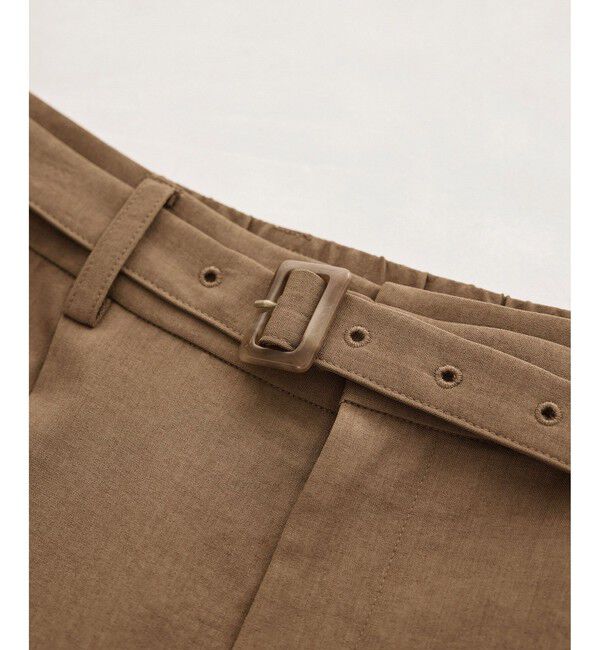 Rope&rsquo;Picnic「【cahoさんコラボ】低身長・小柄さんサイズ エアリーリネンライク タックワイドパンツ」|チノ|