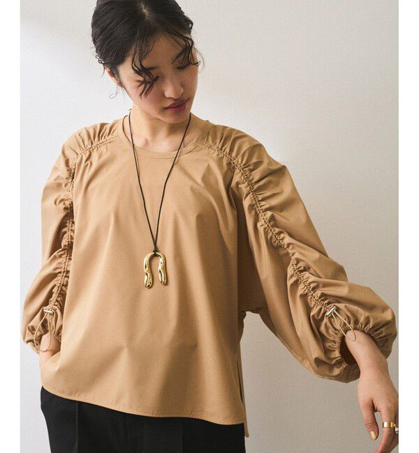 ADAM ET ROPE'「【WEB限定】ドロストスリーブブラウス」|シャツ・ブラウス|ベージュ