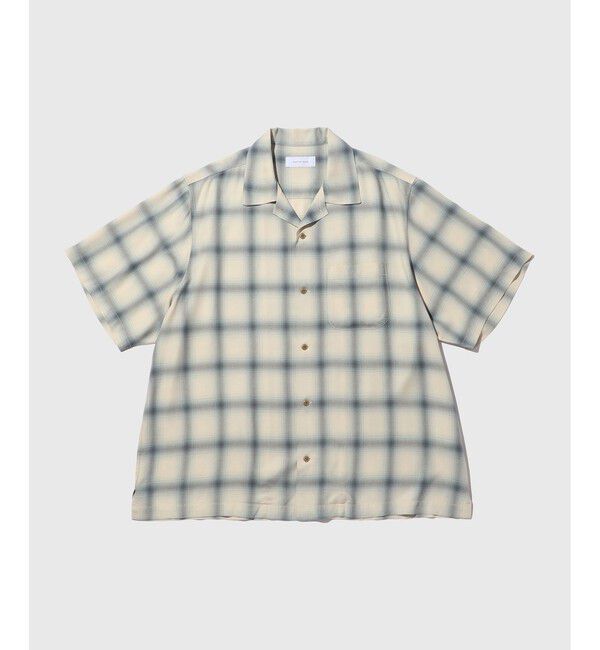 ADAM ET ROPE'「レーヨンオンブレチェックハーフスリーブオープンカラーシャツ」|シャツ・ブラウス|オフホワイト(15)