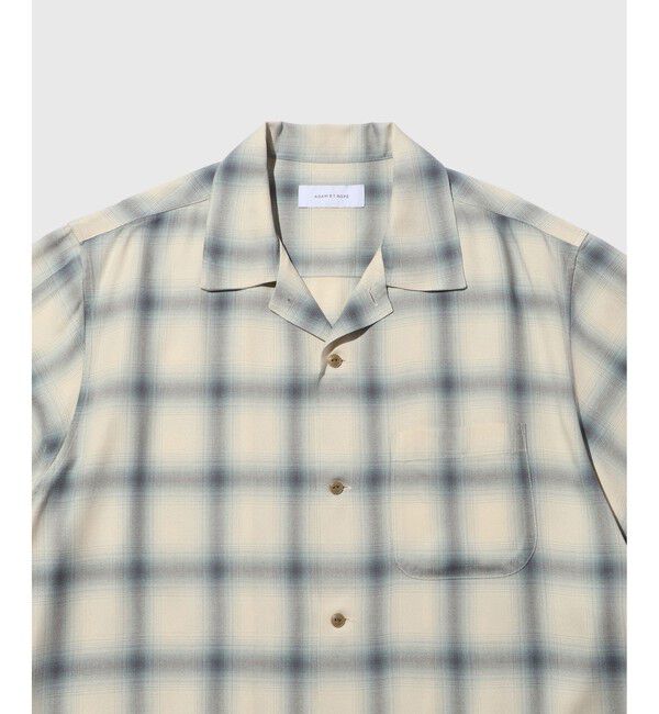 ADAM ET ROPE'「レーヨンオンブレチェックハーフスリーブオープンカラーシャツ」|シャツ・ブラウス|