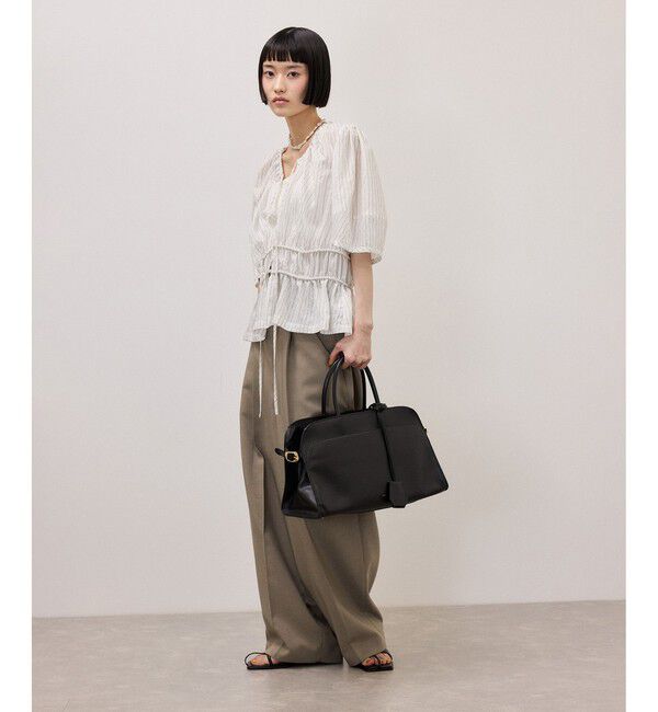 ADAM ET ROPE'「ウエストギャザーリボンブラウス」|シャツ・ブラウス|