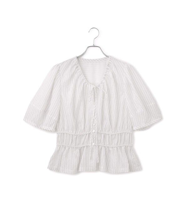 ADAM ET ROPE'「ウエストギャザーリボンブラウス」|シャツ・ブラウス|