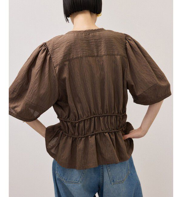 ADAM ET ROPE'「ウエストギャザーリボンブラウス」|シャツ・ブラウス|