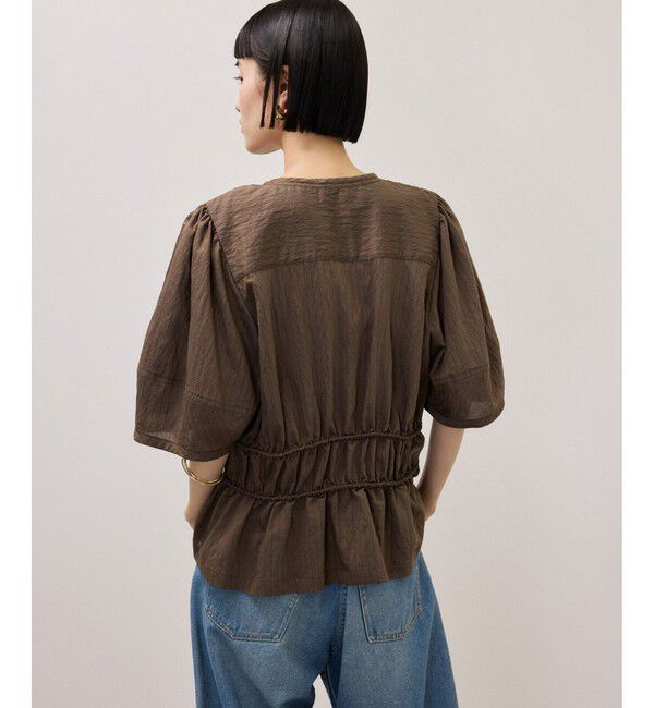 ADAM ET ROPE'「ウエストギャザーリボンブラウス」|シャツ・ブラウス|