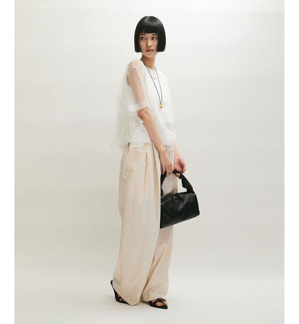 ADAM ET ROPE'「【WEB限定】・【サステナブル】・【定番】ギャザーチュールトップス」|Tシャツ・カットソー|