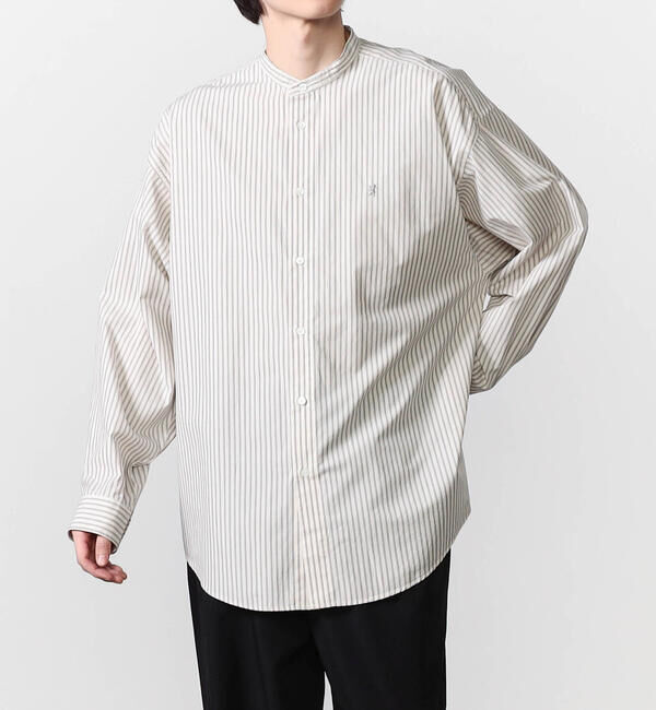 GYMPHLEX「Gymphlex | タイプライター バンドカラー 長袖シャツ STRIPE MEN」|シャツ・ブラウス|