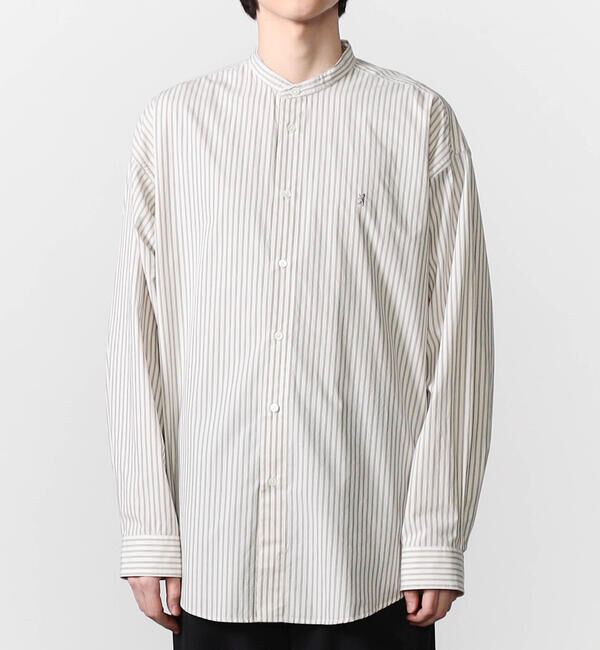 GYMPHLEX「Gymphlex | タイプライター バンドカラー 長袖シャツ STRIPE MEN」|シャツ・ブラウス|