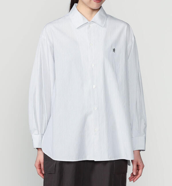 GYMPHLEX「Gymphlex | コットン ストライプ 長袖チュニックシャツ WOMEN」|シャツ・ブラウス|