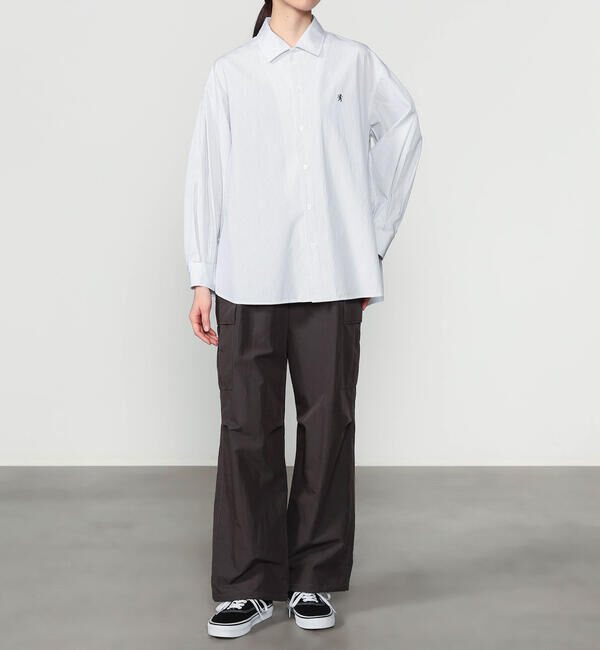 GYMPHLEX「Gymphlex | コットン ストライプ 長袖チュニックシャツ WOMEN」|シャツ・ブラウス|