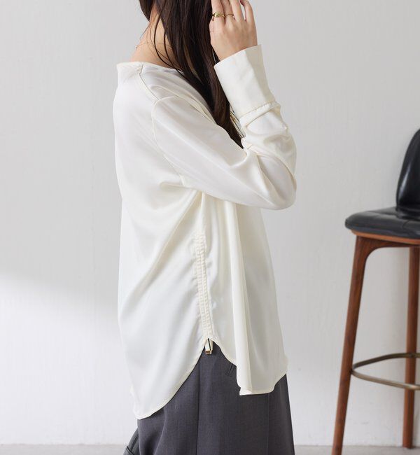  「サテンサイドドロストTブラウス」|シャツ・ブラウス|