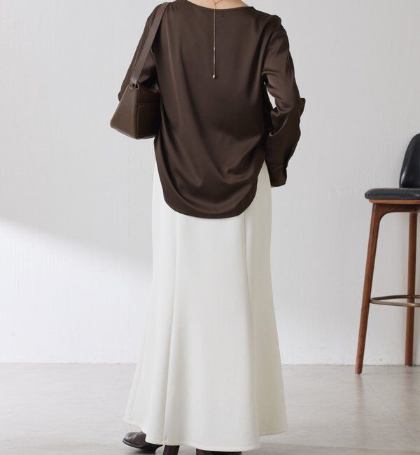  「サテンサイドドロストTブラウス」|シャツ・ブラウス|