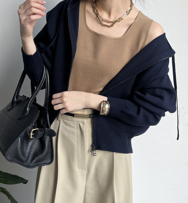  「スクエアニットタンク」|ニット・セーター|サンドベージュ