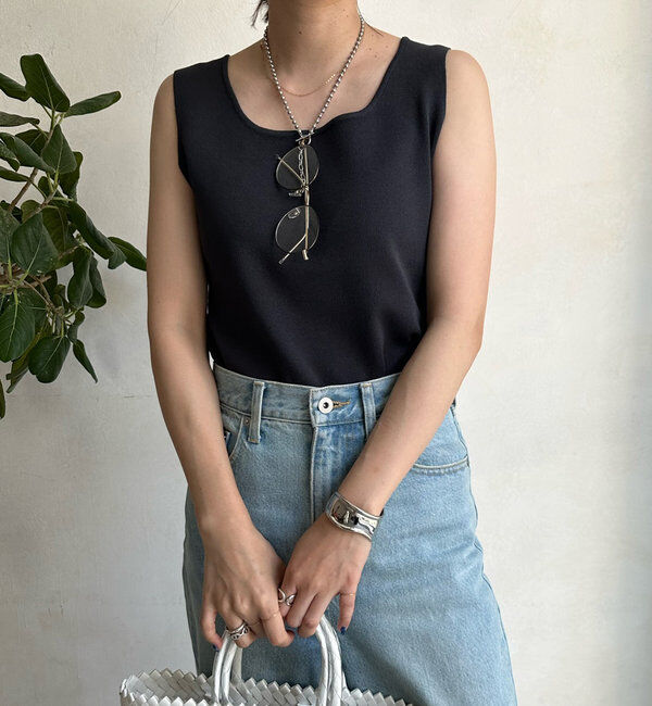  「スクエアニットタンク」|ニット・セーター|チャコールグレー