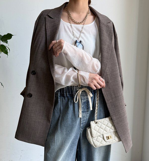  「【柔らかい着心地】袖シアーリブTEE」|Tシャツ・カットソー|