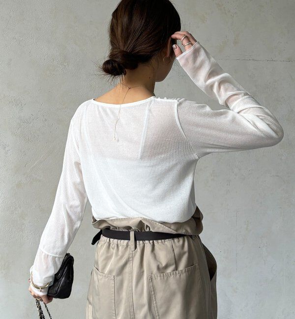  「【柔らかい着心地】袖シアーリブTEE」|Tシャツ・カットソー|