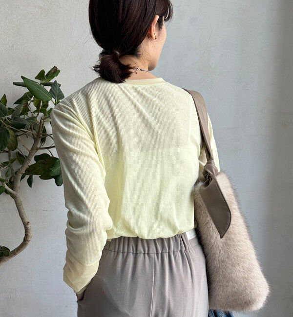  「【柔らかい着心地】袖シアーリブTEE」|Tシャツ・カットソー|