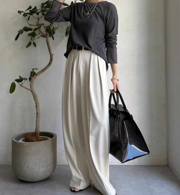  「【柔らかい着心地】袖シアーリブTEE」|Tシャツ・カットソー|