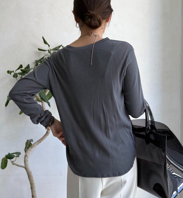  「【柔らかい着心地】袖シアーリブTEE」|Tシャツ・カットソー|