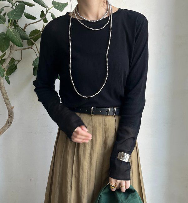  「【柔らかい着心地】袖シアーリブTEE」|Tシャツ・カットソー|