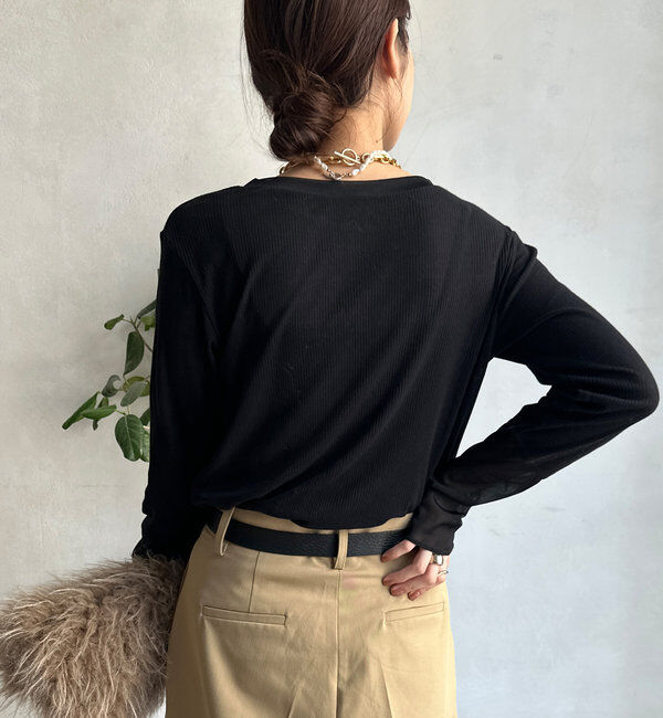  「【柔らかい着心地】袖シアーリブTEE」|Tシャツ・カットソー|