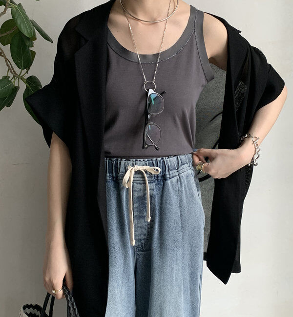  「ラメステッチキャミタンク」|Tシャツ・カットソー|