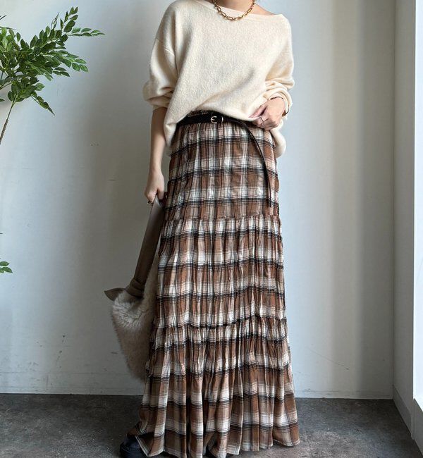  「チェックワッシャースカート」|スカート|