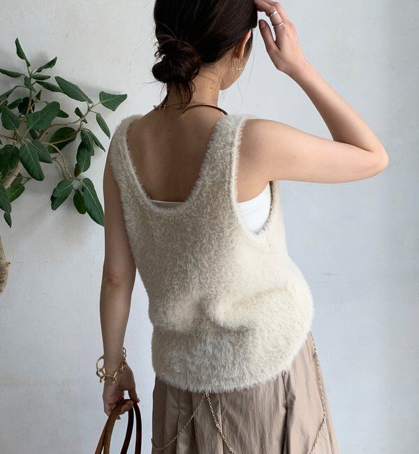  「前後2WAYシャギーニットタンクベスト」|ニット・セーター|