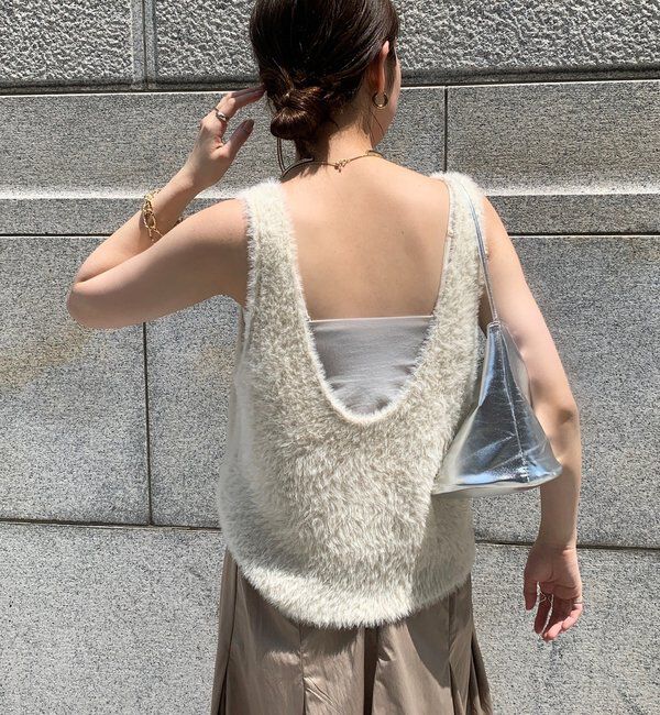  「前後2WAYシャギーニットタンクベスト」|ニット・セーター|