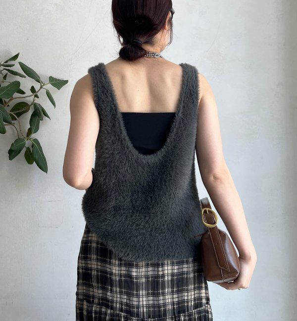  「前後2WAYシャギーニットタンクベスト」|ニット・セーター|