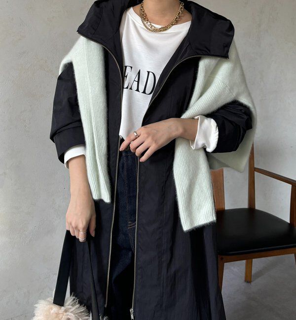  「フィブリルタッチフーディージップロングコート」|その他|