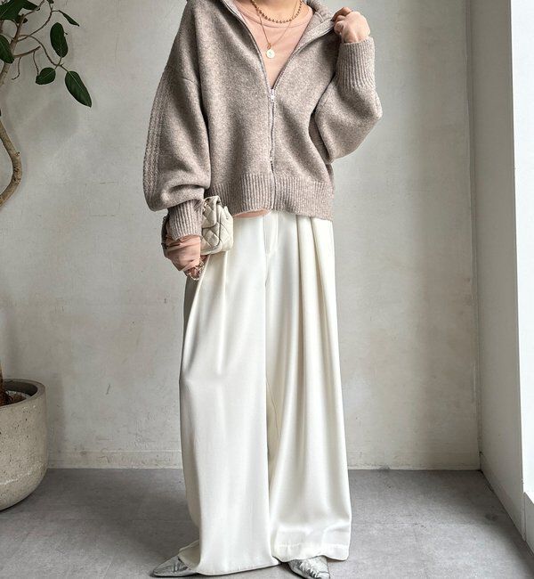  「【WEB限定】ダブルジップニットブルゾン」|カーディガン|