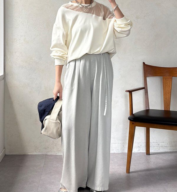  「【WEB限定】シアー切替カットソー」|Tシャツ・カットソー|