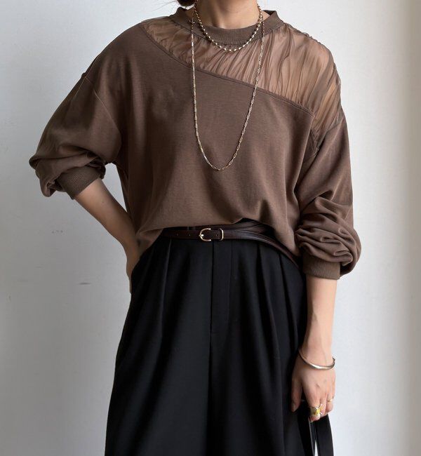  「【WEB限定】シアー切替カットソー」|Tシャツ・カットソー|