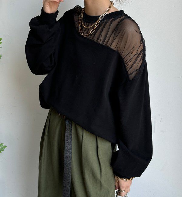  「【WEB限定】シアー切替カットソー」|Tシャツ・カットソー|