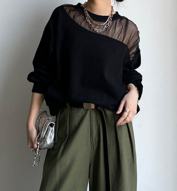  「【WEB限定】シアー切替カットソー」|Tシャツ・カットソー|