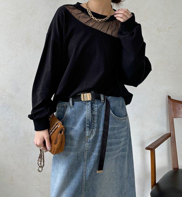  「【WEB限定】シアー切替カットソー」|Tシャツ・カットソー|