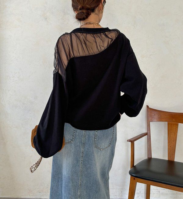  「【WEB限定】シアー切替カットソー」|Tシャツ・カットソー|