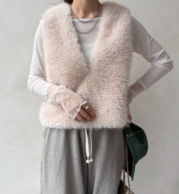  「レースチュール切替シアーTEE」|Tシャツ・カットソー|オフホワイト