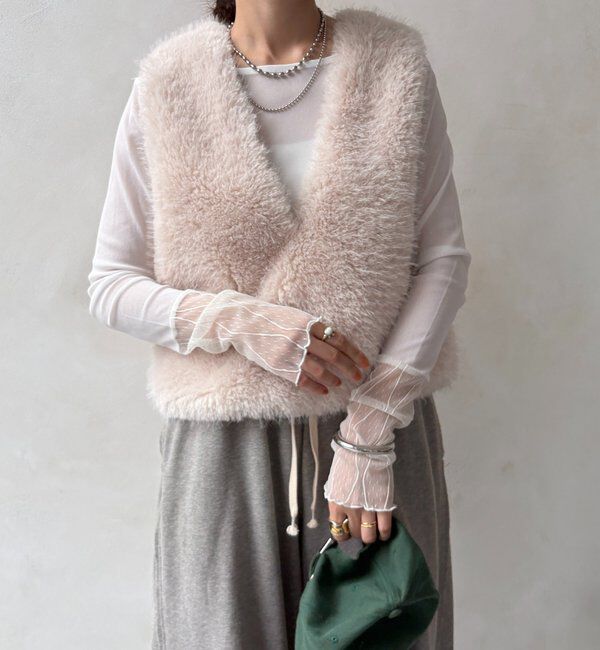  「レースチュール切替シアーTEE」|Tシャツ・カットソー|