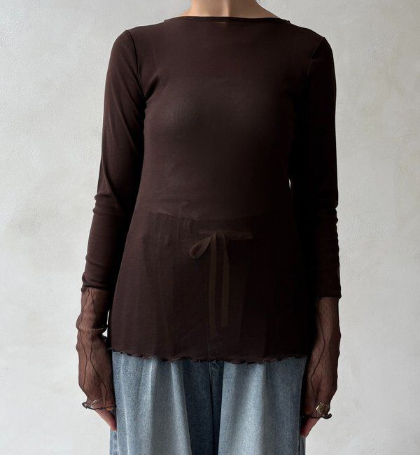  「レースチュール切替シアーTEE」|Tシャツ・カットソー|