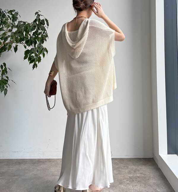  「【WEB限定】コットンニットメッシュフーディーベスト」|ニット・セーター|