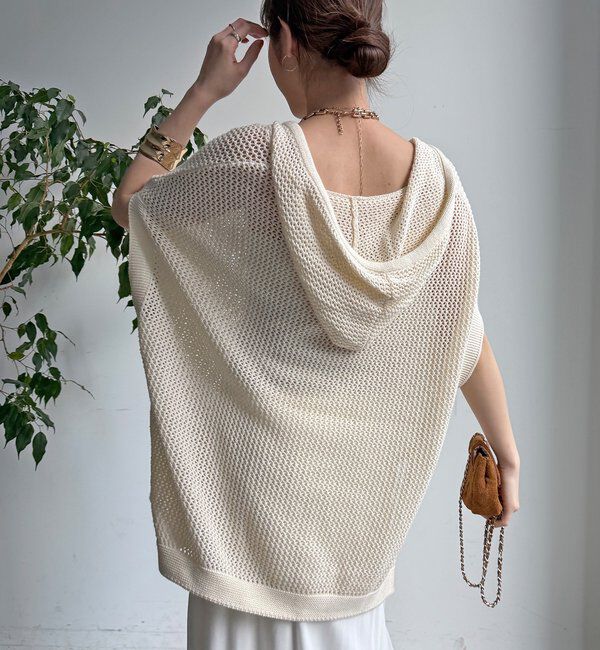  「【WEB限定】コットンニットメッシュフーディーベスト」|ニット・セーター|