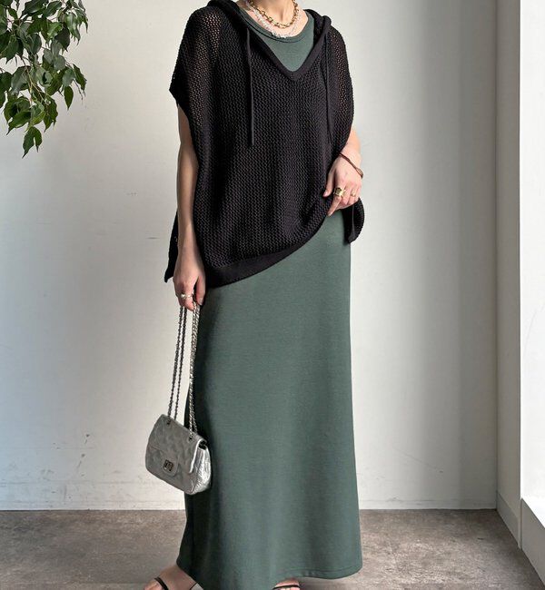  「【WEB限定】コットンニットメッシュフーディーベスト」|ニット・セーター|