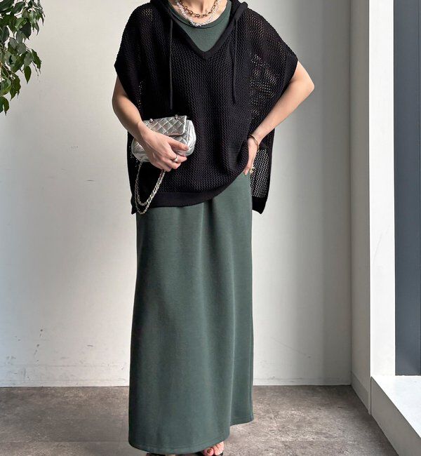  「【WEB限定】コットンニットメッシュフーディーベスト」|ニット・セーター|