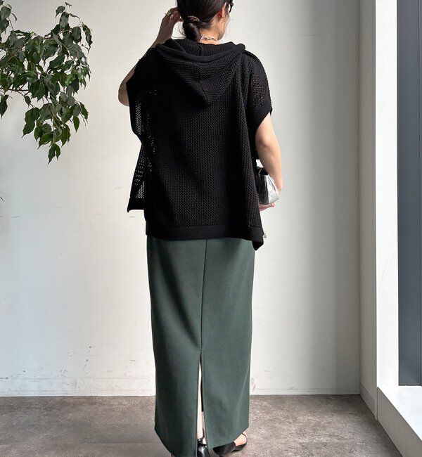  「【WEB限定】コットンニットメッシュフーディーベスト」|ニット・セーター|