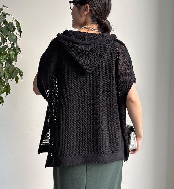  「【WEB限定】コットンニットメッシュフーディーベスト」|ニット・セーター|