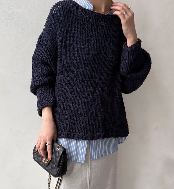  「ハンドメイドテープヤーンニット」|ニット・セーター|ネイビー