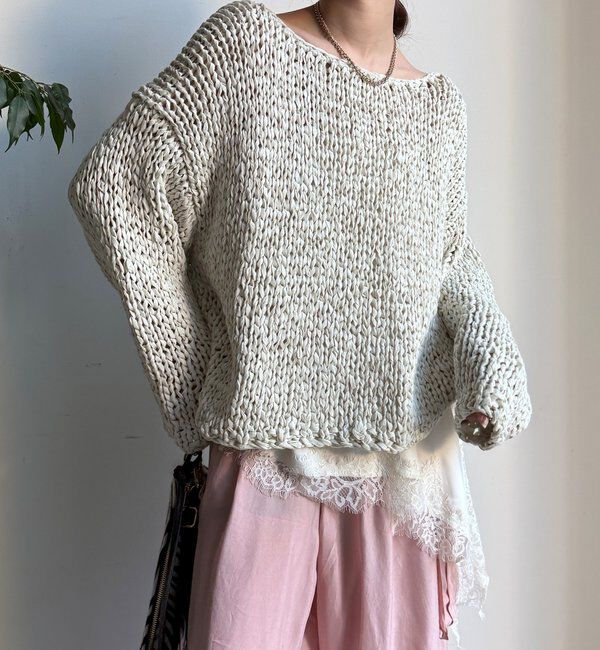  「ハンドメイドテープヤーンニット」|ニット・セーター|ライトグレー