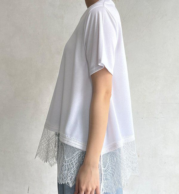  「【WEB限定】裾レース半袖トップス」|Tシャツ・カットソー|